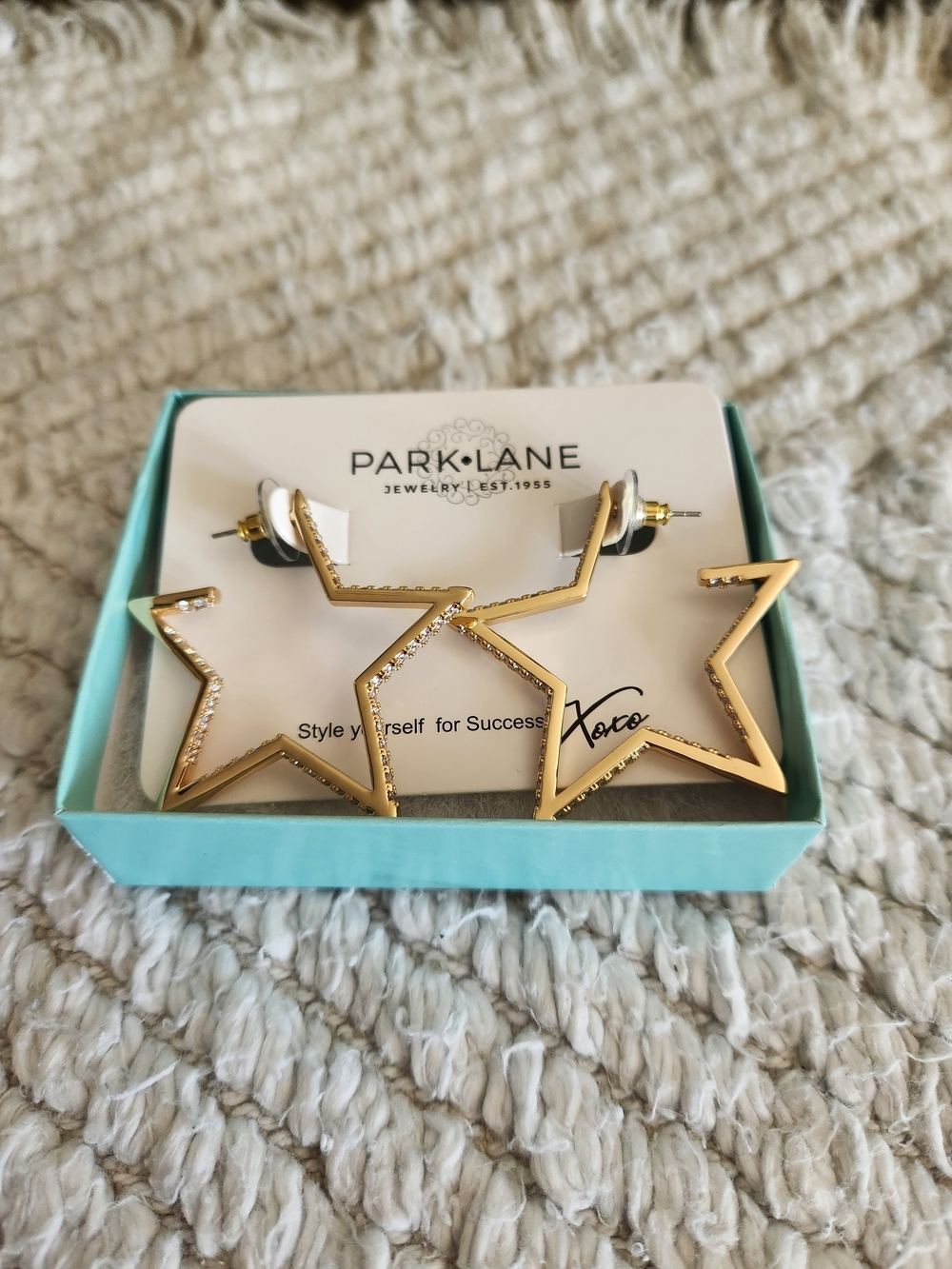 Park Lane Spangle Gold Star Outline Hoop Earrings